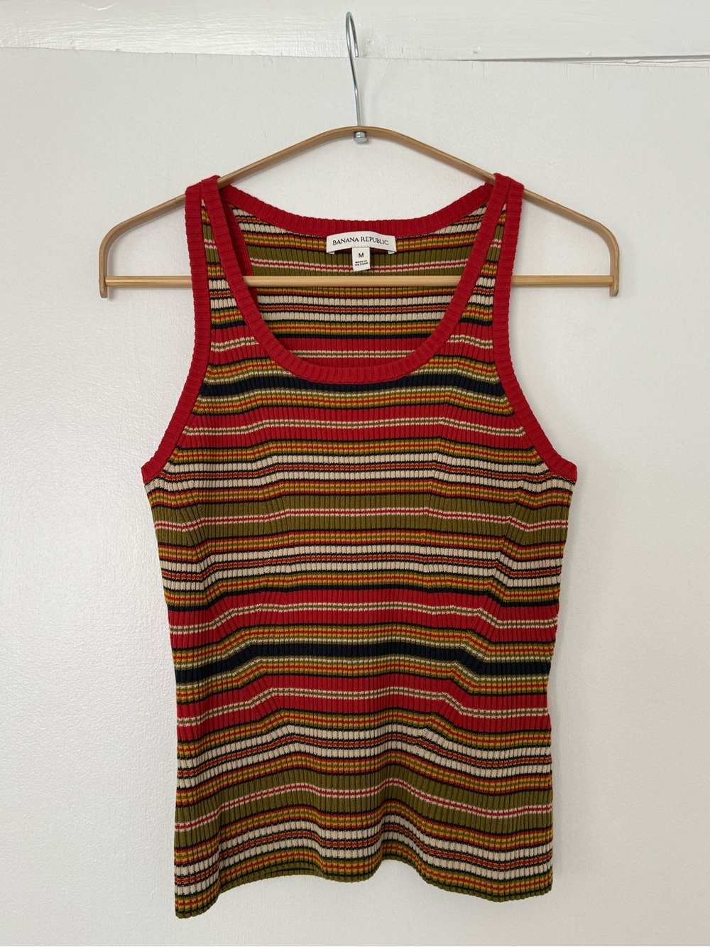 Banana RepublicStriped Cotton tank - Red/Yellow/Olive - M